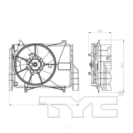 Tyc 624090 Dual Radiator And Condenser Fan Assembly 624090